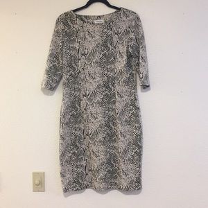 Calvin Klein Cream/Black Print Dress